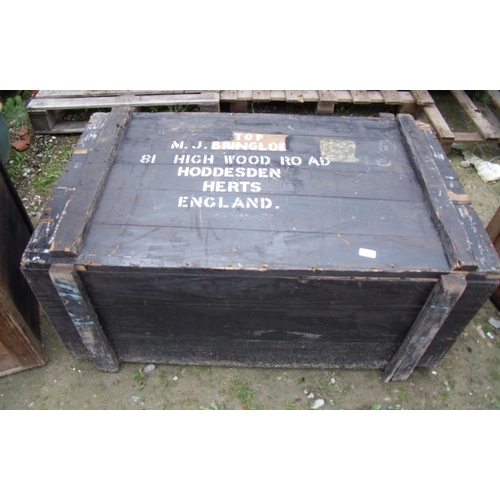 129 - Large wooden shipping crate with logo