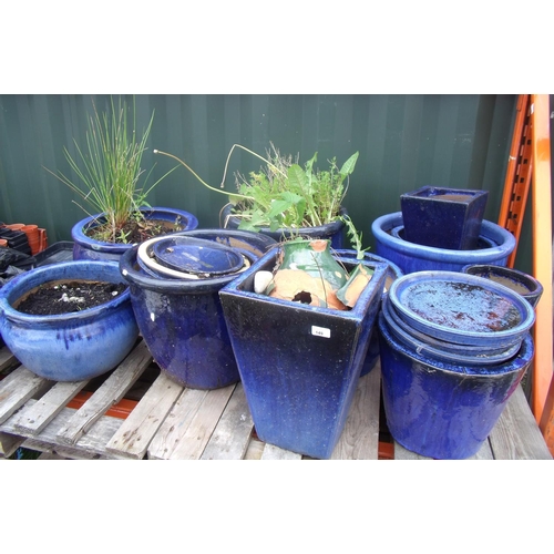 149 - Variety of large coloured ceramic pots of various sizes and shapes
