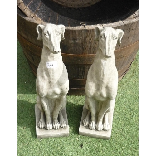 164 - Pair of stone sitting greyhounds