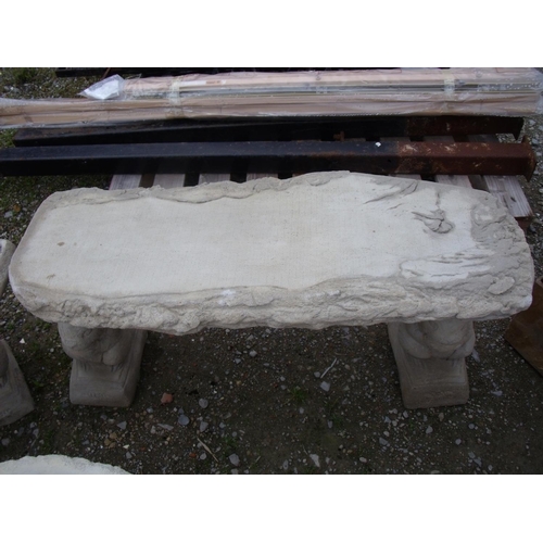 96 - Large timber seat with squirrel plinths