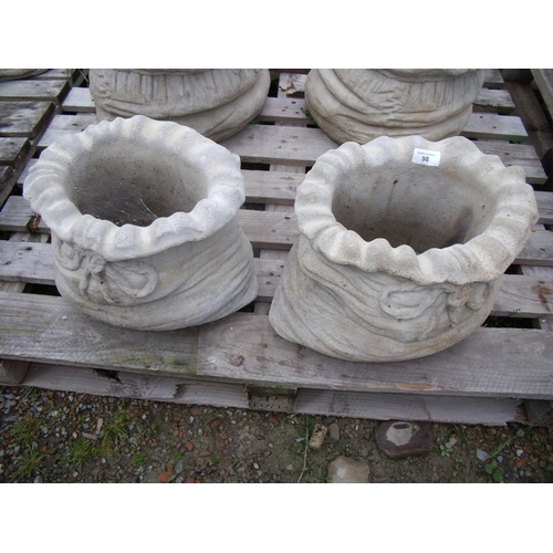 98 - Two small sack shaped planters