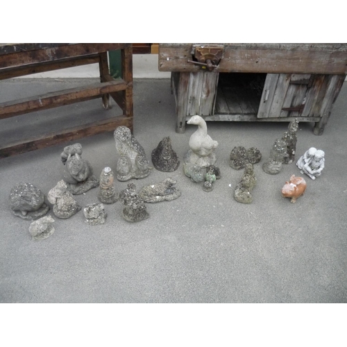 87 - Large collection of stone ornaments all animals of various types - 21 in total