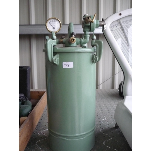 10 - Restored metal and brass air compressor with brass fittings