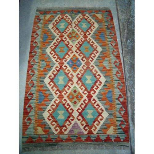293 - Multi-coloured vegetable dye wool Chobi Kelim rug (126cm x 80cm)
