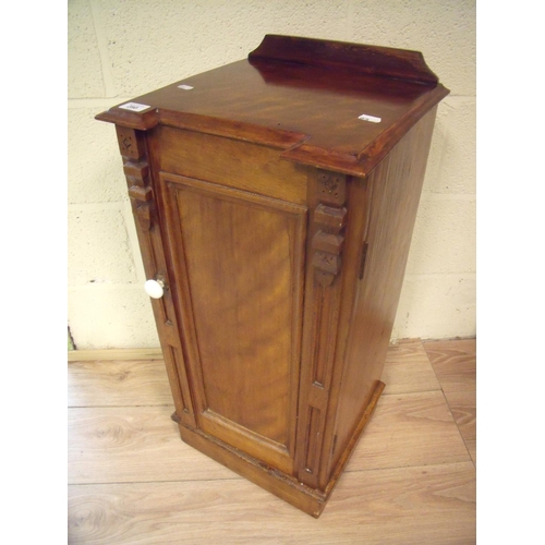 280 - Victorian mahogany bedside cupboard enclosed by single panelled cupboard door (35cm x 35cm x 80cm)