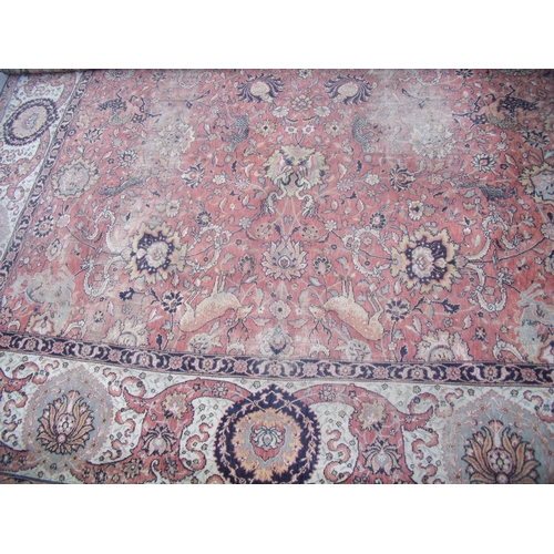 307 - Large blue and beige ground Persian pattern carpet 277cm x 363cm