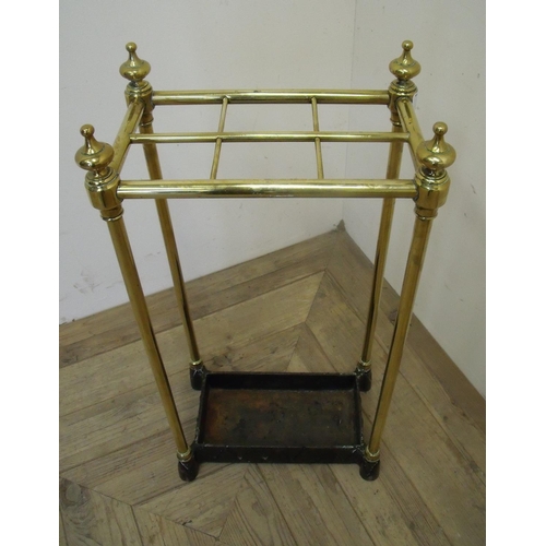 69 - 19/20th C brass and cast metal rectangular six sectional stick stand (30cm x 20cm x 63cm)