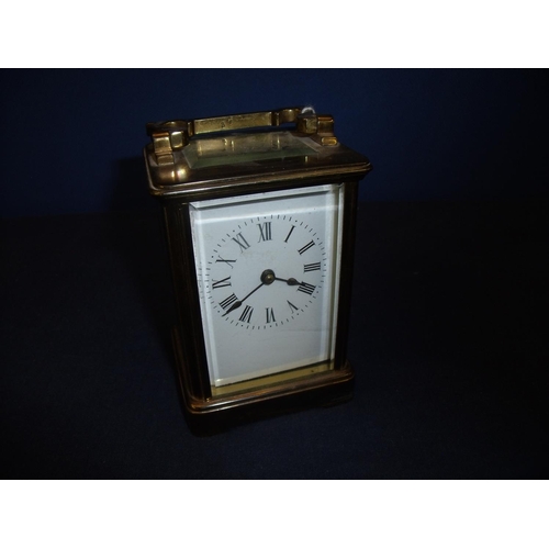 100 - 20th C brass cased carriage clock with lever platform escapement movement, unmarked