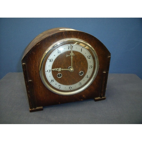 110 - Interwar period oak cased Bentima striking mantel clock