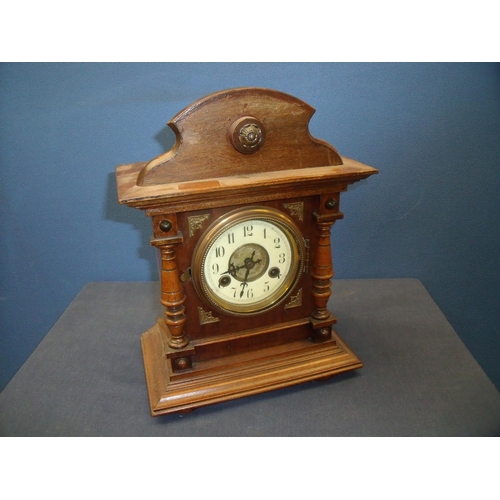 111 - Late 19th C mahogany cased Junghans striking mantel clock, movement stamped with makers trademark