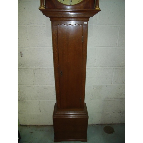 124 - 19th C oak 30 hour long cased clock by Robert Skelton Malton, the circular dial with date indicator ... 