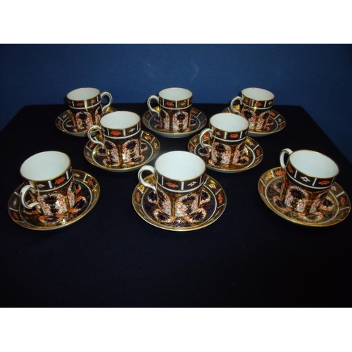 5 - Set of eight Royal Crown Derby Imari pattern coffee cans and saucers