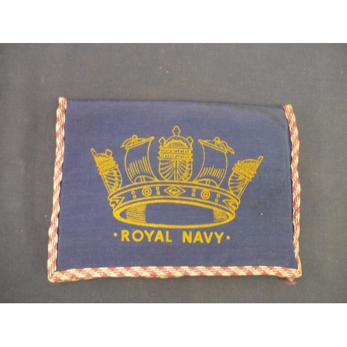 47 - Mid - late 20th C embroidered Royal Navy wallet