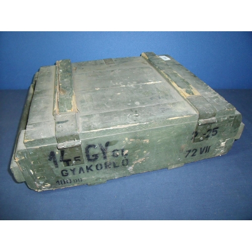 66 - Wooden military ammo type crate with hinged top