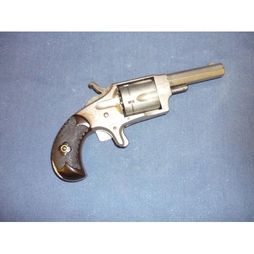 285 - Nickel plated five shot revolver, the frame stamped G.W.T & R. Mountain Eagle paint patent March 28 ... 