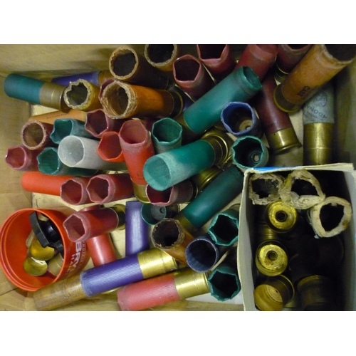 710 - Box containing a quantity of various assorted paper and plastic cased 8 bore shotgun casings