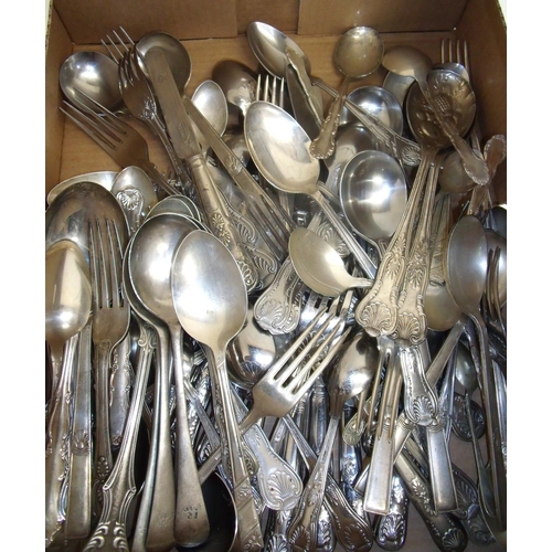 11 - Large selection of various assorted Kings pattern and other plated cutlery