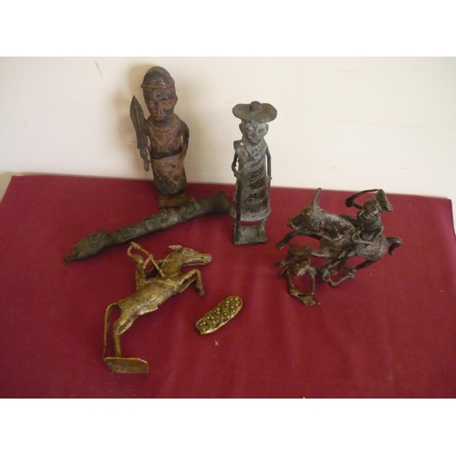 15 - Collection of various assorted African Benin type bronze figures
