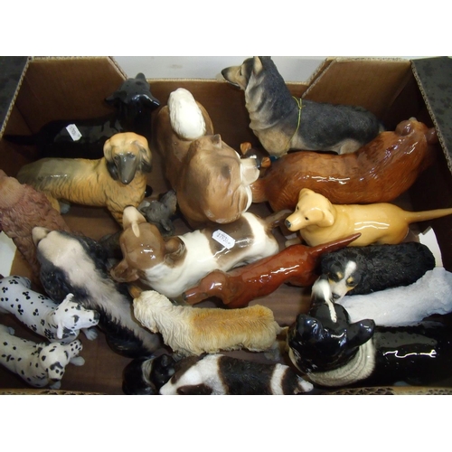 32 - Large selection of various assorted ceramic figures of dogs, including Beswick Labrador, Beswick Red... 