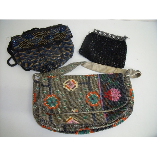 72 - Three early - mid 20th C ladies beadwork bags, evening purses etc