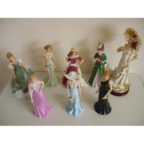 63 - Group of eight ceramic ladies including Lucerne limited edition collection