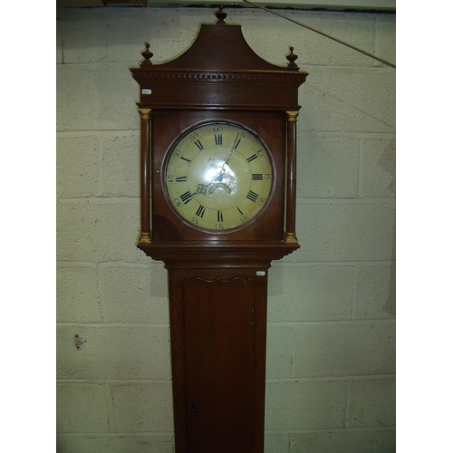 299 - 19th C oak 30 hour long cased clock by Robert Skelton Malton, the circular dial with date indicator ... 