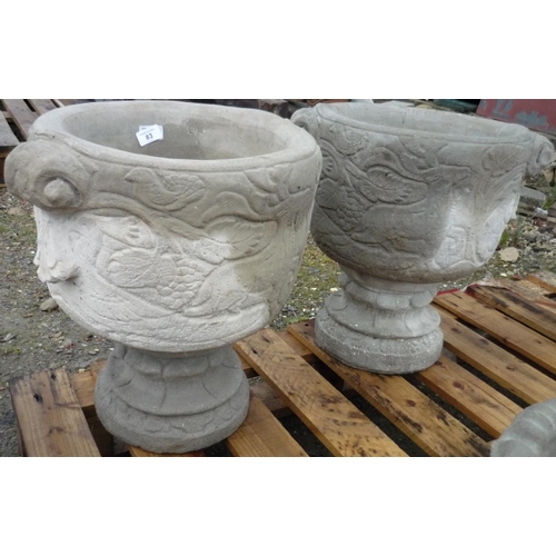 130 - Stag urn circular planter featuring stags and tropical birds (2)