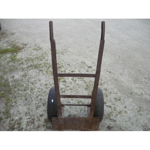 139 - Vintage sack barrow with extremely large wheels