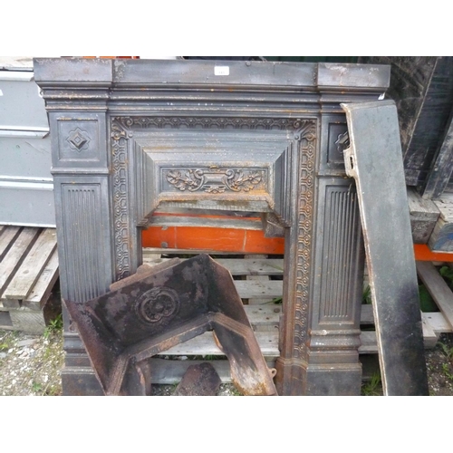 143 - Decorative wrought iron fireplace with mantel