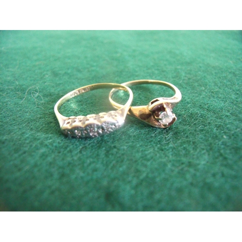 12 - 18ct gold, platinum & diamond chip ring and a 9ct gold dress ring (2)