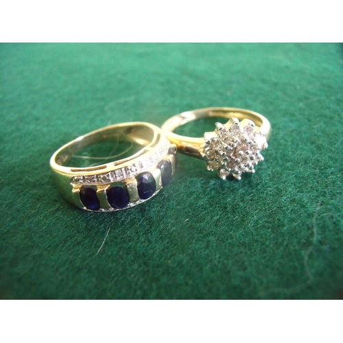 13 - 9ct gold & diamond flowerhead ring and another 9ct gold dress ring (2)