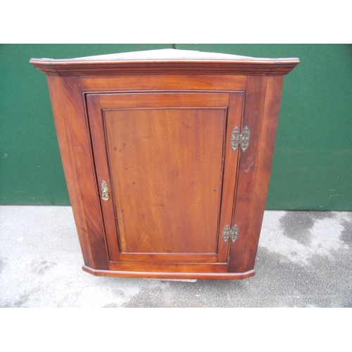 310 - 19th C mahogany corner cupboard enclosed by panelled door