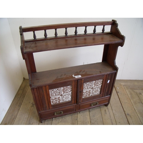 327 - Victorian walnut wall shelf