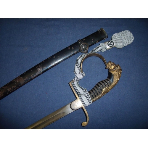 72 - Imperial German Officers dress sword with 30 1/2 inch part single fullered slightly curved blade wit... 