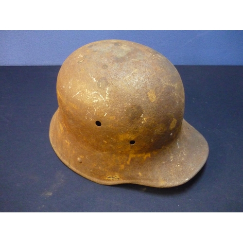 20 - German Military steel helmet with four front mounting holes