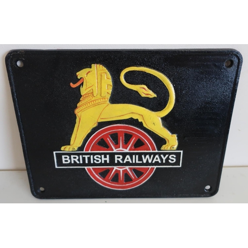 54 - Cast metal reproduction British Railways sign (28.5cm x 22cm)
