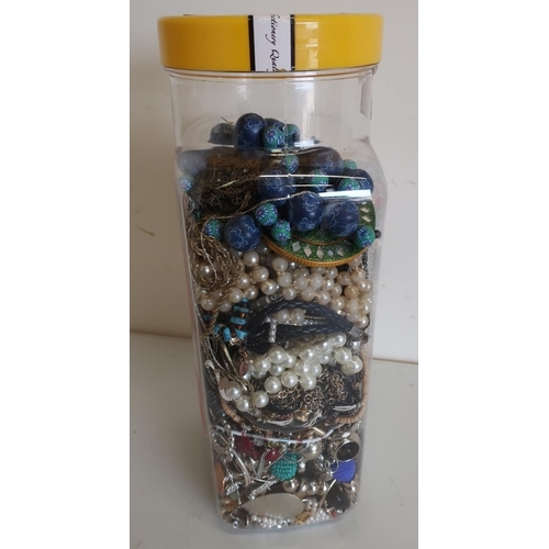 36 - Tub containing a large selection of various assorted costume jewellery