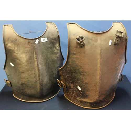 44 - Two steel reproduction breast plates with strap mounts