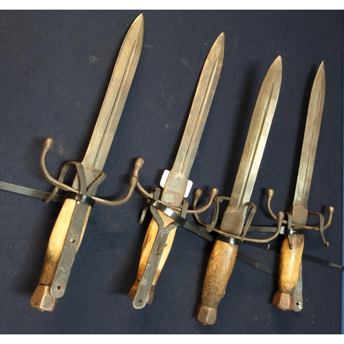 49 - Group of four quality reproduction/re-enactment medieval style double edged daggers with 9inch blade... 