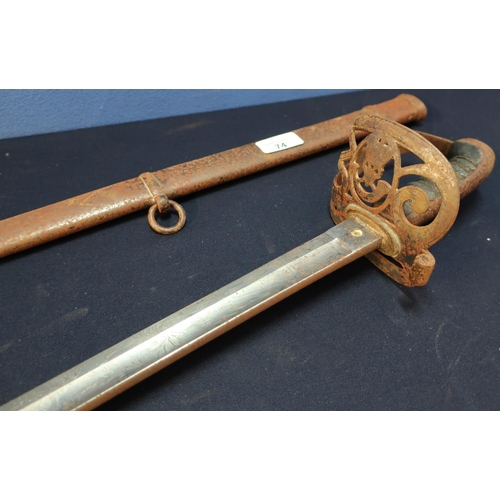 74 - Victorian Light Infantry Officers Sword with 32 1/2 inch slightly curved broad single fullered blade... 