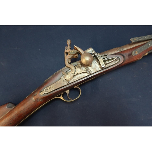 97 - 19th C Turkish flintlock Blunderbuss with 14 inch staged barrel with flared muzzle, Eastern style fl... 