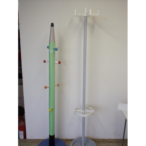 2 - Unusual hat and coat stand in the form of a pencil, and another modern hat and coat stand (2)