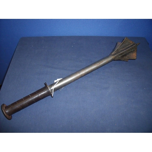 212 - Medieval style steel mace with leather grip (overall length 56cm)