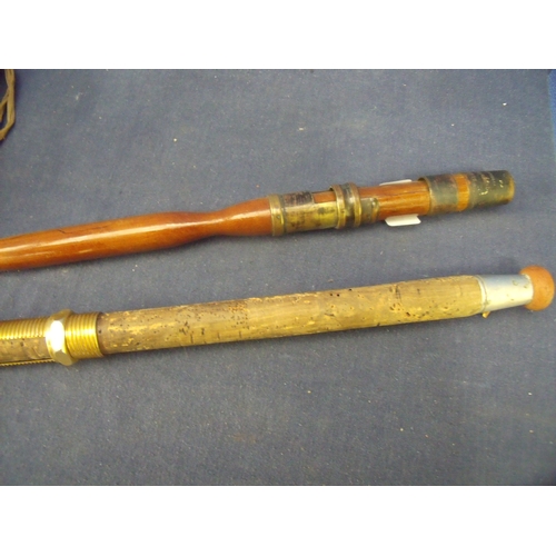 314 - Unusual two piece rod Patent No 36932/57 and a three piece wooden rod by Bernard, 4 Church Place, Pi... 