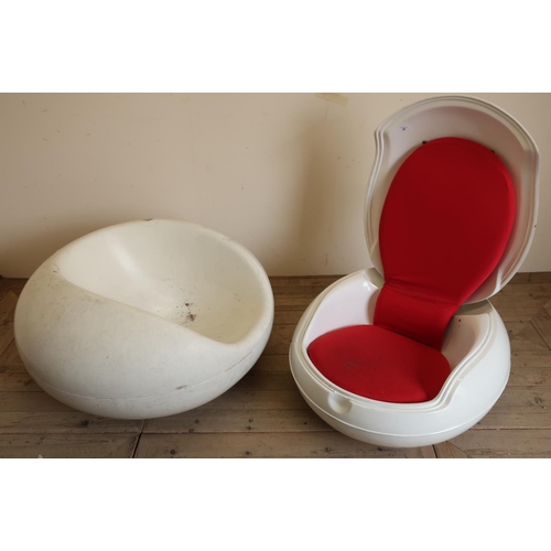 35 - 1960s style vintage folding egg chair and a later circular style rocking egg chair