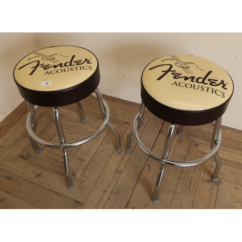 36 - Pair of Fender Acoustic chrome plated guitar stools
