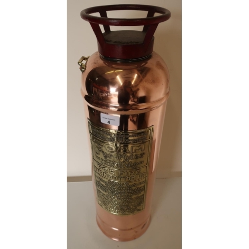 4 - Early-mid 20th C polished copper and brass 'Fyr-Fyter Foam Fire Extinguisher'