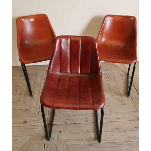 28 - A matching pair and another similar vintage  leatherette covered chairs (3)