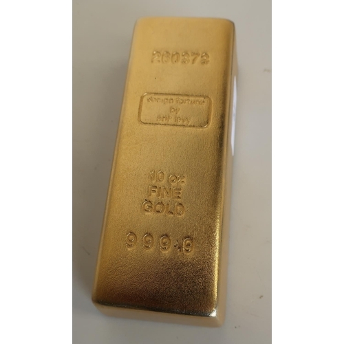 51 - 10oz fine gold 999.9 design fortune by Arik Levy 260373 'gold bar' paperweight