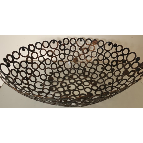 70 - Modern design large oval metal centerpiece/fruit bowl (62cm x 47cm x 20cm)